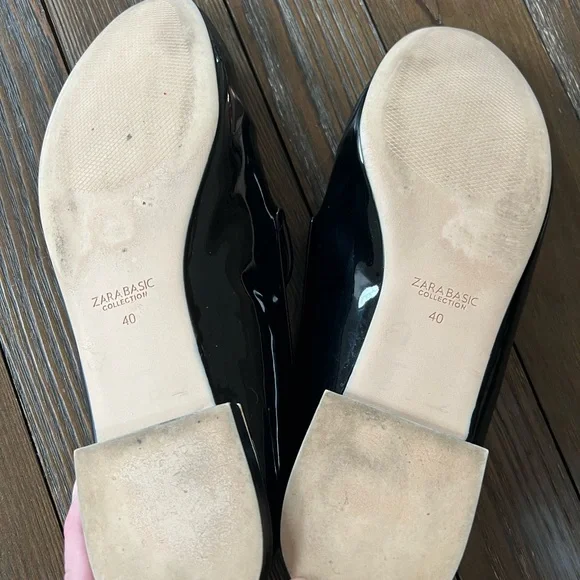 Zara Basic Glossy Black Patent Leather Tassel Loafers - Picture 7 of 8